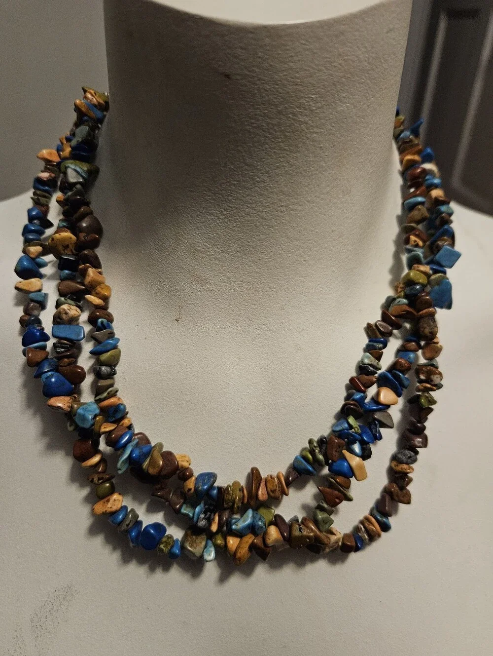 Multi-Strand Necklace * Natural Stone Rock * 94g * 18-21